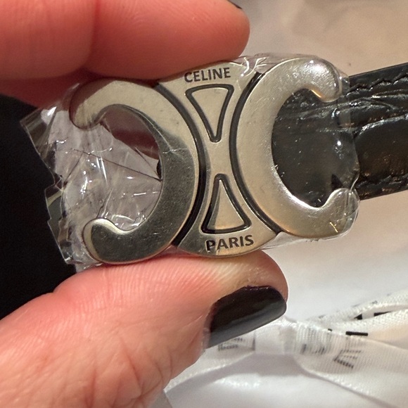 CELINE Silver Triomphe Belt in Taurillon Leather sz 32 NWB - Picture 4 of 15